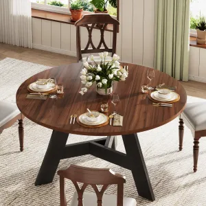 47" Wood Dining Table, Round Kitchen Table For 4 People