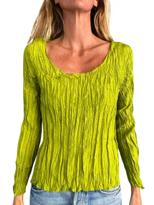 Anaak Camille Long Sleeve Pleated Top Night Green