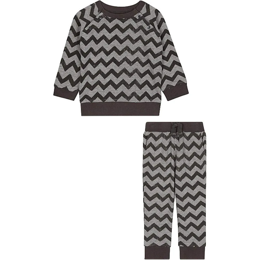 Charcoal Grey Zig Zag Sweat Top and Pants