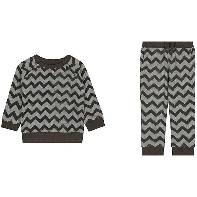 Charcoal Grey Zig Zag Sweat Top and Pants