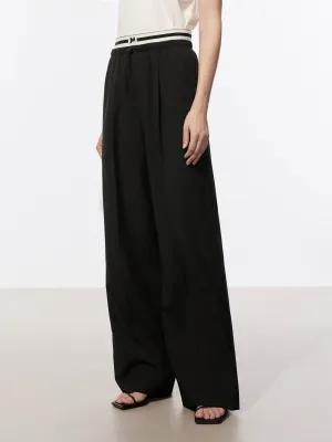 Contrast Waist Pleated Pants