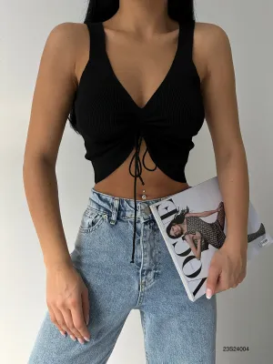 Crop Top With Pleated Front