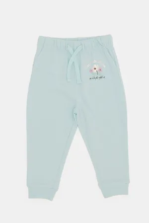 Infant Girls Blue Printed Active Pant