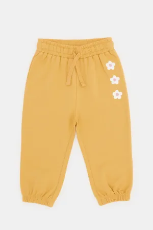 Infant Girls Mustard Flower Print Active Pant