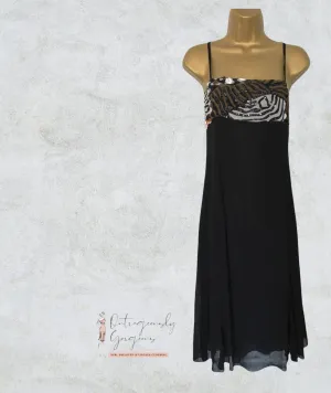 James Lakeland Italian Black Chiffon Strappy Sequin Dress UK 12 US 8 EU 40 IT 44