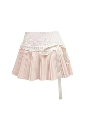 Lanie Pleated Lace Mini Skirt