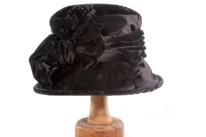 Markson Black Velvet Hat with Devore Foral Pattern 56.4cm