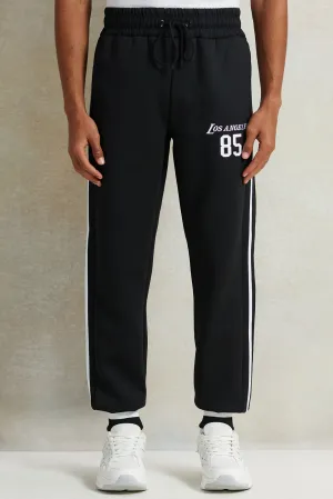 Men Black Printed Basketball Active Pant