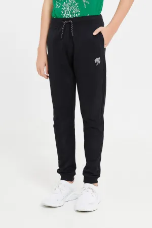 Senior Boys Black Basic Active Pants